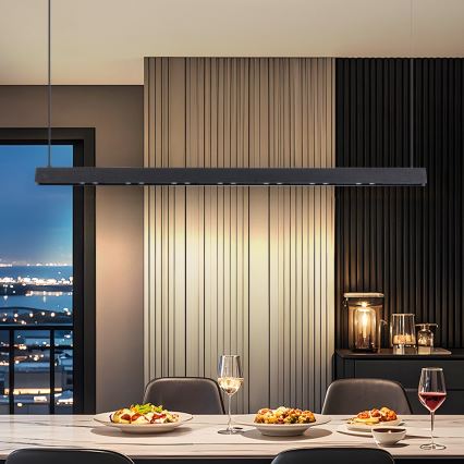 Immax NEO 07306L - Lámpara colgante LED regulable con cable MADEIRA LED/26 W/230 V Wi‑Fi Tuya 122 cm negra + mando a distancia