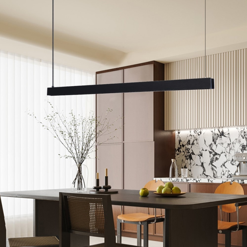 Immax NEO 07306L - Lámpara colgante LED regulable con cable MADEIRA LED/26 W/230 V Wi‑Fi Tuya 122 cm negra + mando a distancia