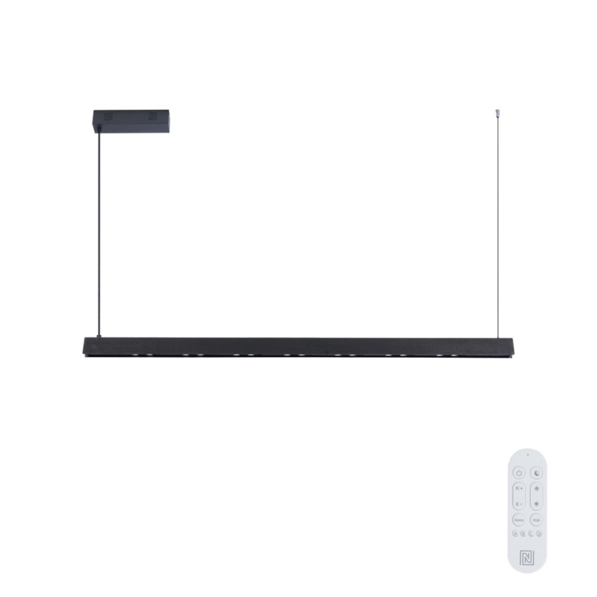 Immax NEO 07306L - Lámpara colgante LED regulable con cable MADEIRA LED/26 W/230 V Wi‑Fi Tuya 122 cm negra + mando a distancia