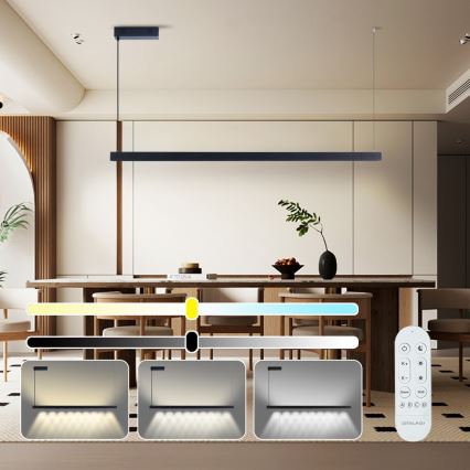 Immax NEO 07307L - Lámpara colgante LED regulable con cable MADEIRA LED/33W/230V Wi-Fi Tuya 152 cm negro + mando a distancia