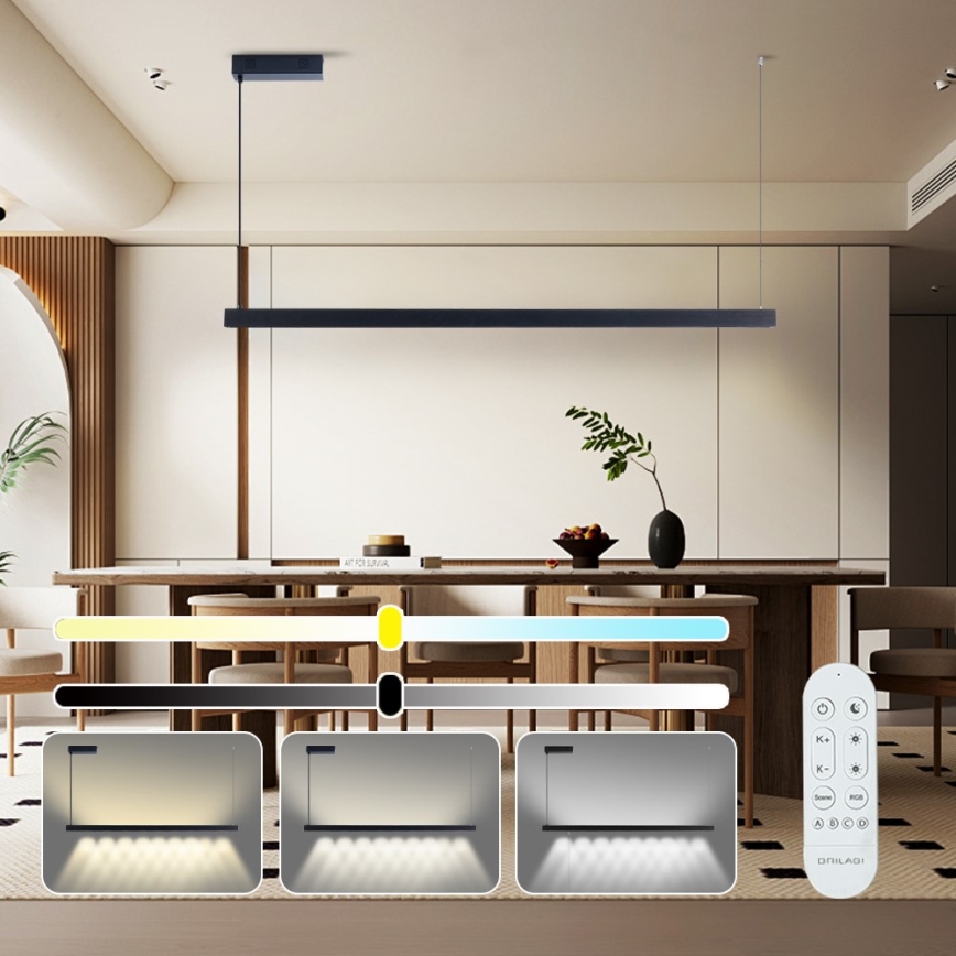 Immax NEO 07307L - Lámpara colgante LED regulable con cable MADEIRA LED/33W/230V Wi-Fi Tuya 152 cm negro + mando a distancia