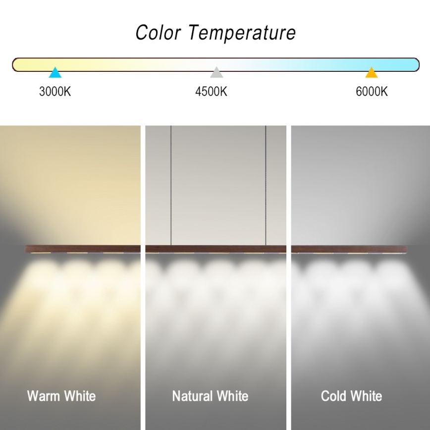 Immax NEO 07309L - Lámpara colgante regulable sobre cable con sensor MADEIRA, LED 37 W/230 V, 157 cm, acabado nogal