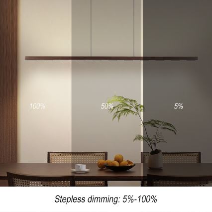 Immax NEO 07309L - Lámpara colgante regulable sobre cable con sensor MADEIRA, LED 37 W/230 V, 157 cm, acabado nogal