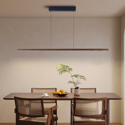 Immax NEO 07309L - Lámpara colgante regulable sobre cable con sensor MADEIRA, LED 37 W/230 V, 157 cm, acabado nogal