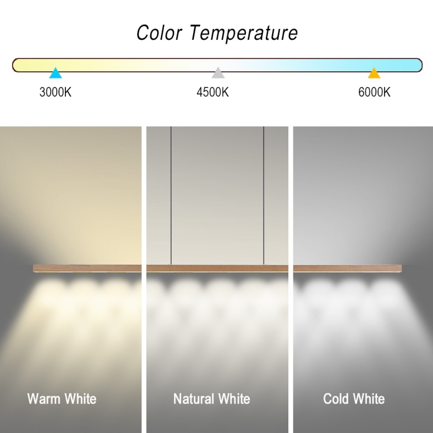 Immax NEO 07310L - Lámpara colgante LED regulable suspendida por cable con sensor MADEIRA LED/37 W/230 V, 157 cm, fresno
