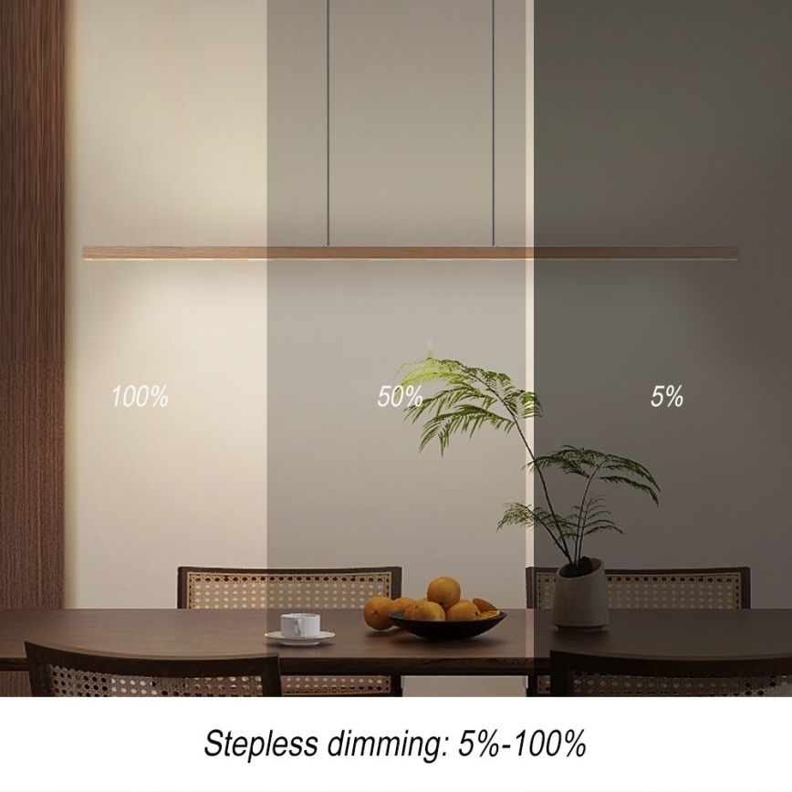 Immax NEO 07310L - Lámpara colgante LED regulable suspendida por cable con sensor MADEIRA LED/37 W/230 V, 157 cm, fresno