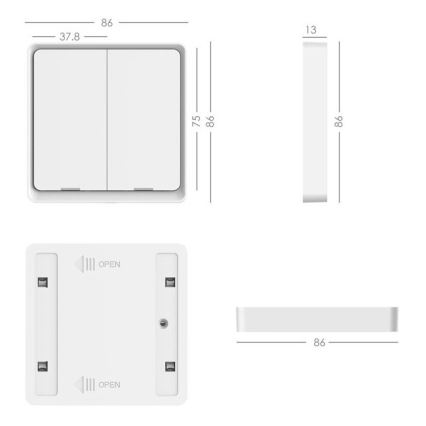 Immax NEO 07507C - SET 3x Interruptor 2 botones SMART 3xCR2430 Zigbee 3.0 Tuya