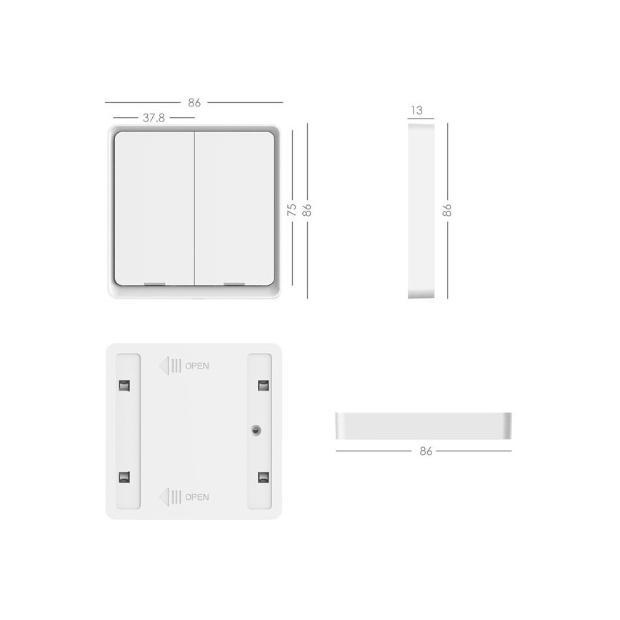 Immax NEO 07507C - SET 3x Interruptor 2 botones SMART 3xCR2430 Zigbee 3.0 Tuya
