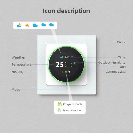 Immax NEO 07534L - Termostato para calefacción por suelo radiante inteligente 230V/3A Wi‑Fi Tuya