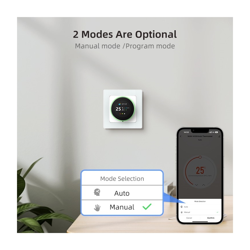Immax NEO 07534L - Termostato para calefacción por suelo radiante inteligente 230V/3A Wi‑Fi Tuya
