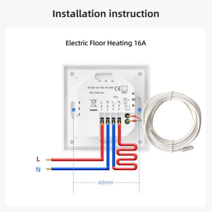 Immax NEO 07535L - Termostato inteligente para calefacción por suelo radiante eléctrica 230 V/16 A Wi-Fi Tuya
