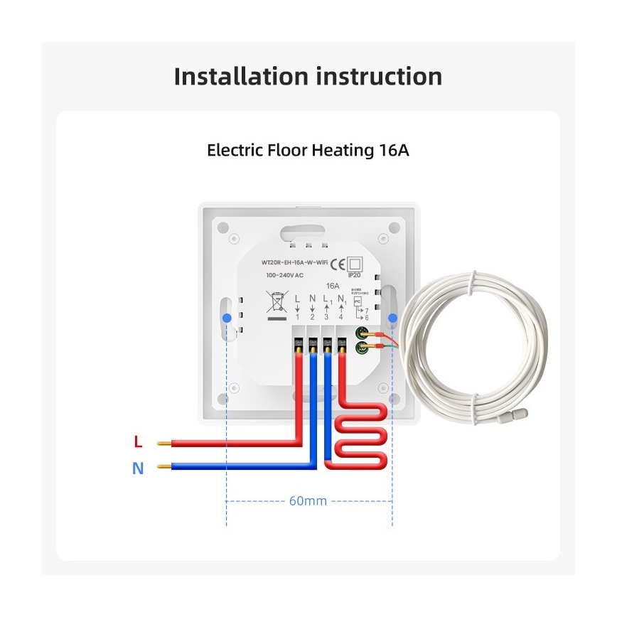 Immax NEO 07535L - Termostato inteligente para calefacción por suelo radiante eléctrica 230 V/16 A Wi-Fi Tuya