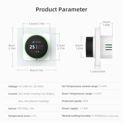 Immax NEO 07535L - Termostato inteligente para calefacción por suelo radiante eléctrica 230 V/16 A Wi-Fi Tuya