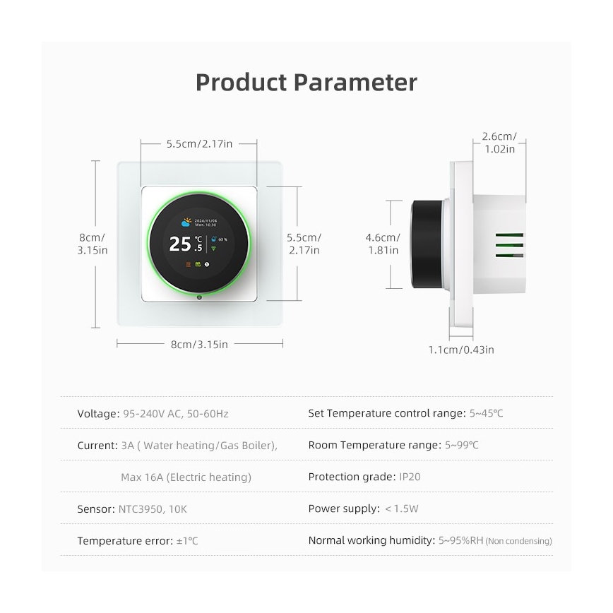 Immax NEO 07535L - Termostato inteligente para calefacción por suelo radiante eléctrica 230 V/16 A Wi-Fi Tuya