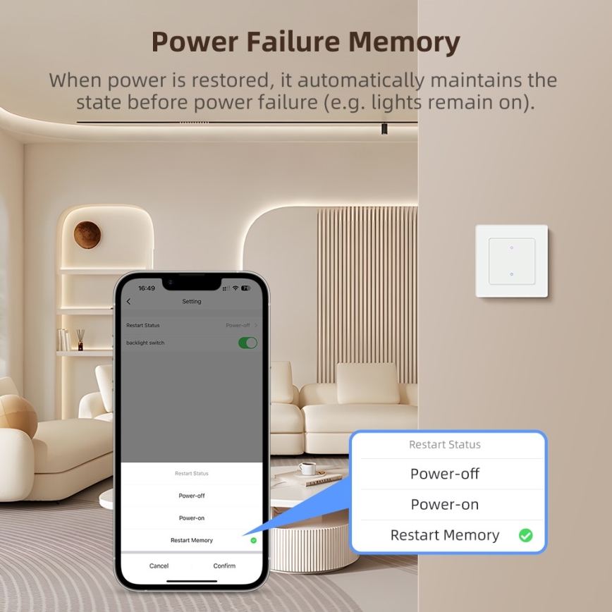 Immax NEO 07539L - Interruptor inteligente de 2 botones 230 V Wi‑Fi Tuya