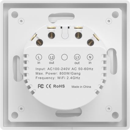 Immax NEO 07539L - Interruptor inteligente de 2 botones 230 V Wi‑Fi Tuya