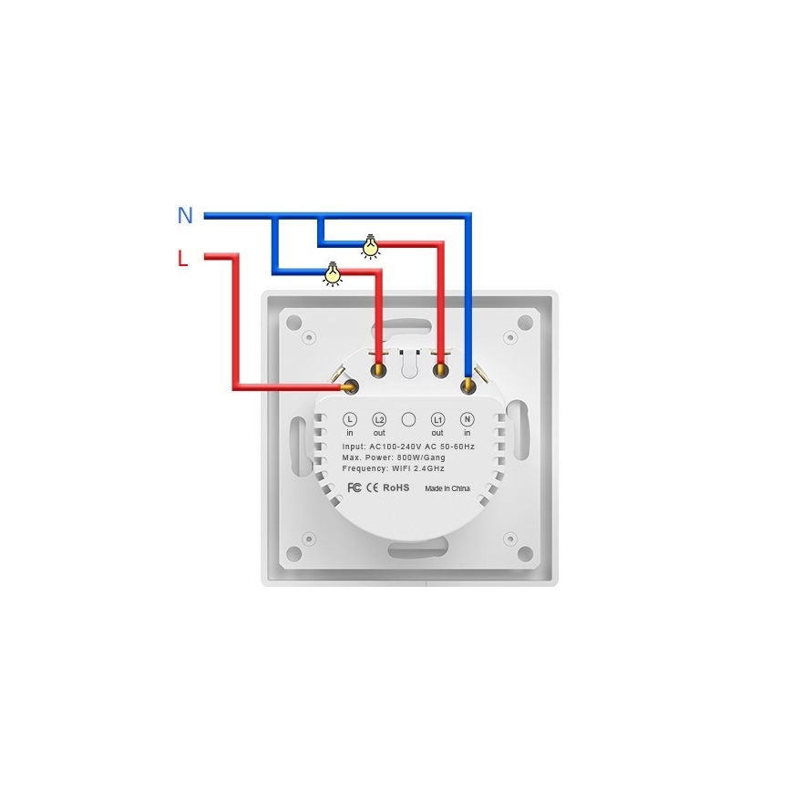Immax NEO 07539L - Interruptor inteligente de 2 botones 230 V Wi‑Fi Tuya