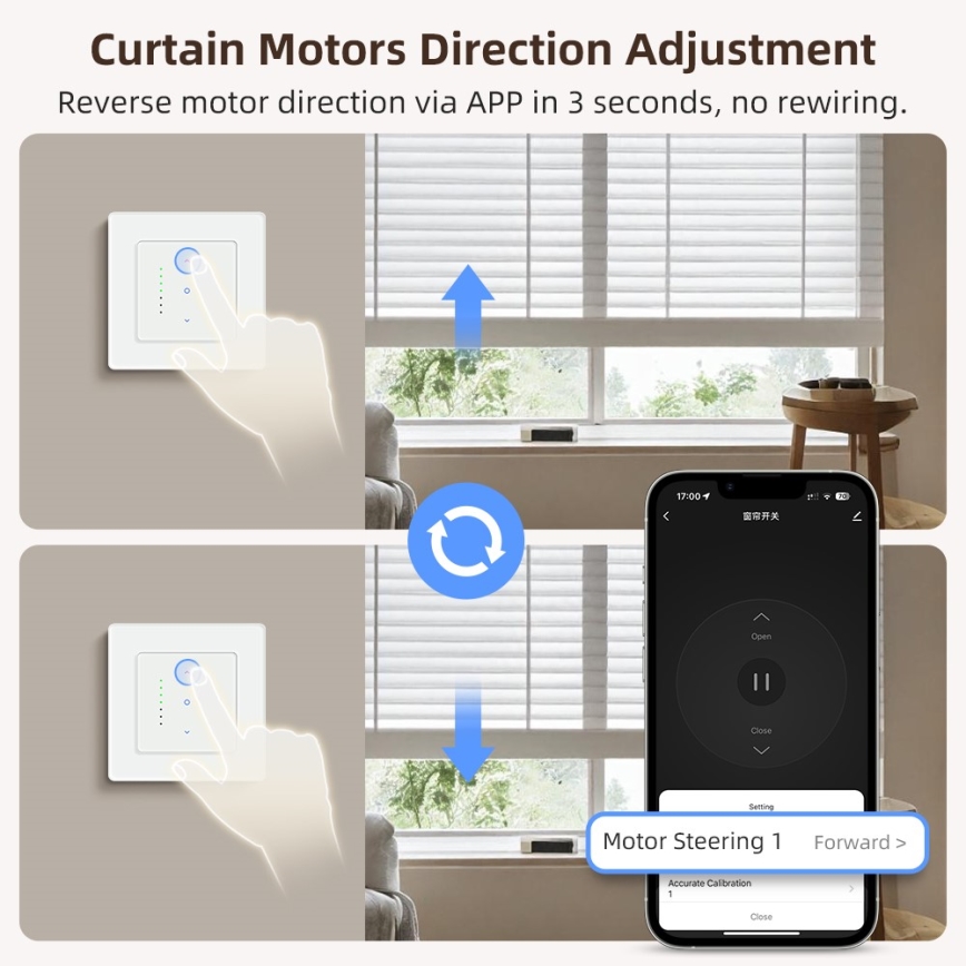 Immax NEO 07540L - Interruptor inteligente para el control de persianas y estores 230V Wi-Fi Tuya