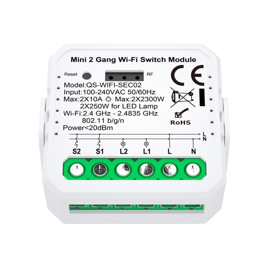Immax NEO 07571L - Inteligente control remoto NEO LITE V7 2 botones Wi-Fi Tuya