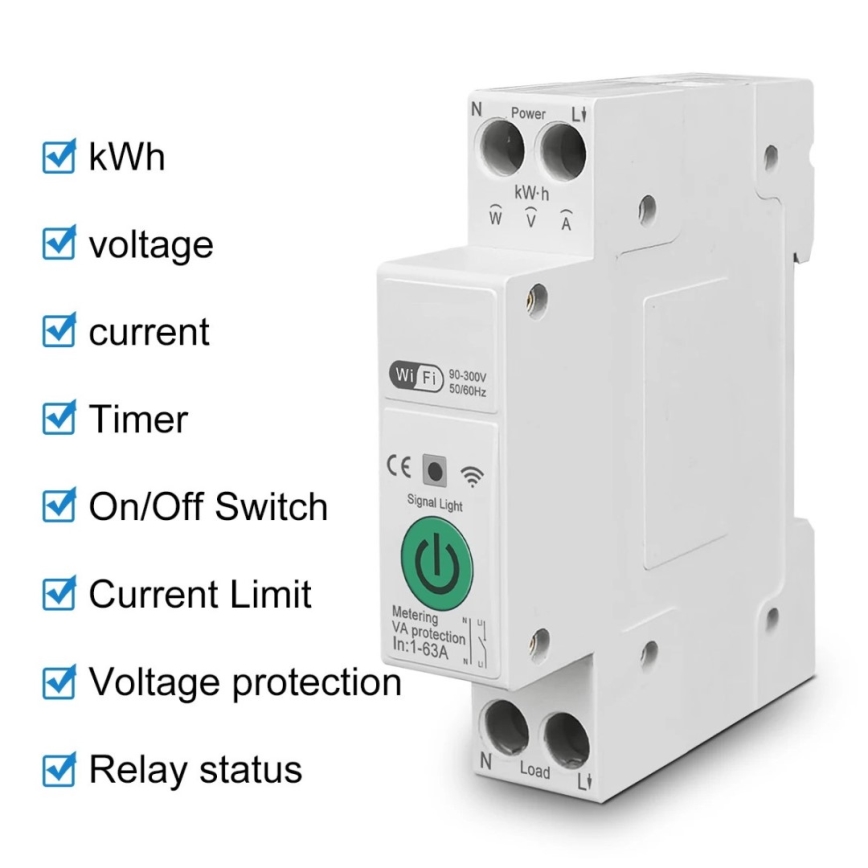 Immax NEO 07574L - Interruptor inteligente monofásico 1-63A Wi-Fi Tuya