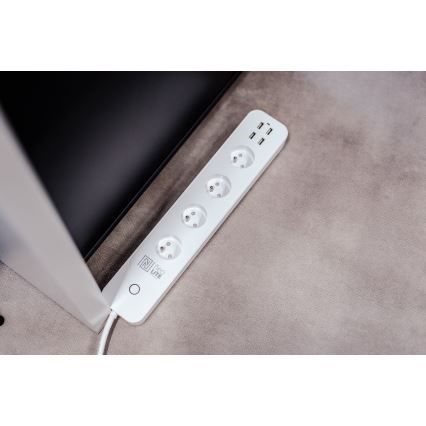 Immax NEO 07707L - Cable de extensión NEO LITE Inteligente 4AC + 4USB Wi-Fi Tuya 1,5m
