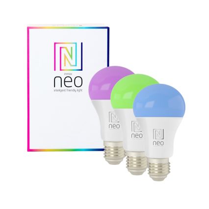 Immax NEO 07712CDO - JUEGO 3x LED RGB+CCT Bombilla regulable E27/9W/230V Wi-Fi Tuya + mando a distancia