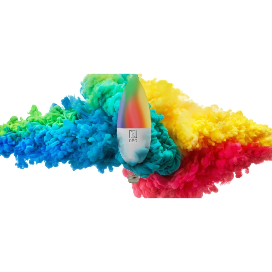 Immax NEO 07716L - LED RGB+CCT Bombilla regulable E14/5,5W/230V 2700K Wi-Fi Tuya