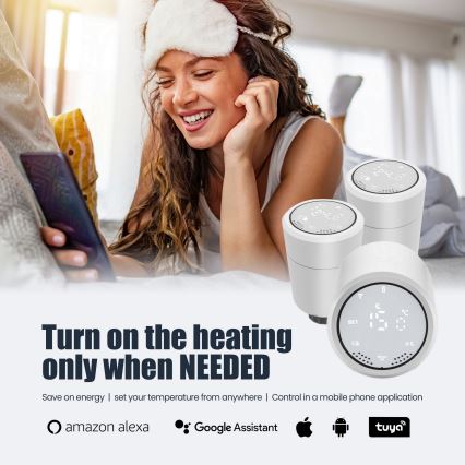 Immax NEO 07732A - SET 3x Cabezal termostático 2xAA/3V Tuya