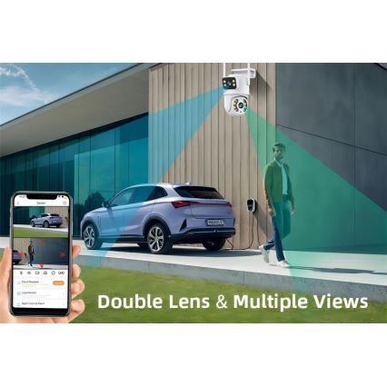 Immax NEO 07783L - Cámara exterior inteligente con sensor DOBLE 355° P/T 2x2MP IP65 Wi-Fi Tuya