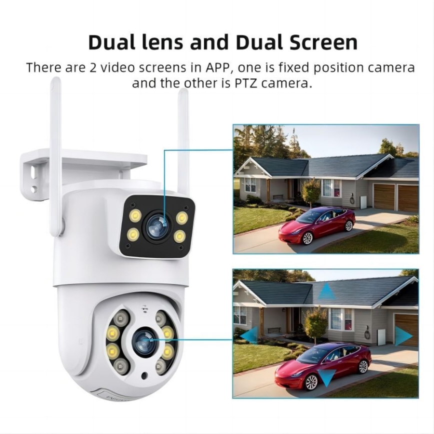 Immax NEO 07783L - Cámara exterior inteligente con sensor DOBLE 355° P/T 2x2MP IP65 Wi-Fi Tuya