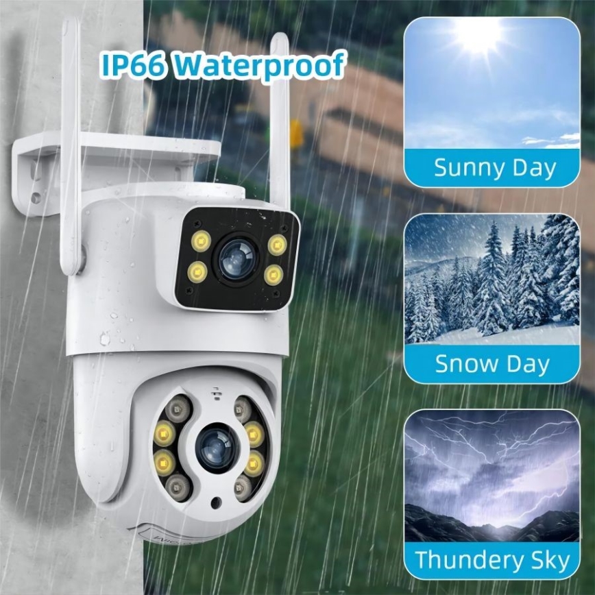 Immax NEO 07783L - Cámara exterior inteligente con sensor DOBLE 355° P/T 2x2MP IP65 Wi-Fi Tuya