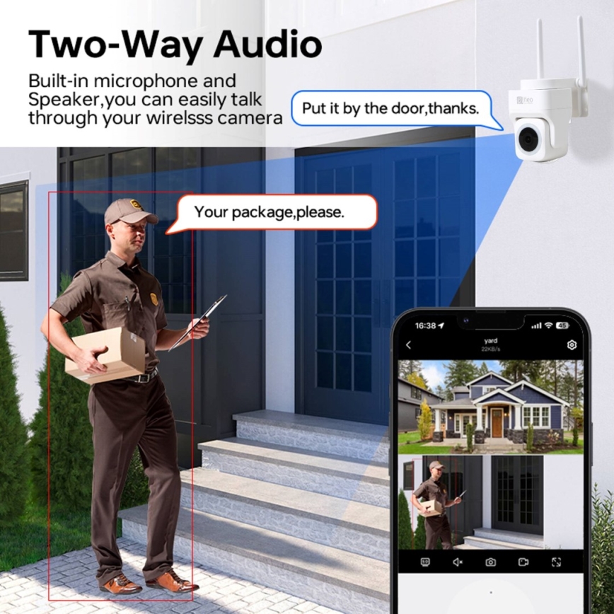 Immax NEO 07793L - Cámara inteligente para exteriores con sensor CUBE 4MP 5V IP65 Wi-Fi Tuya