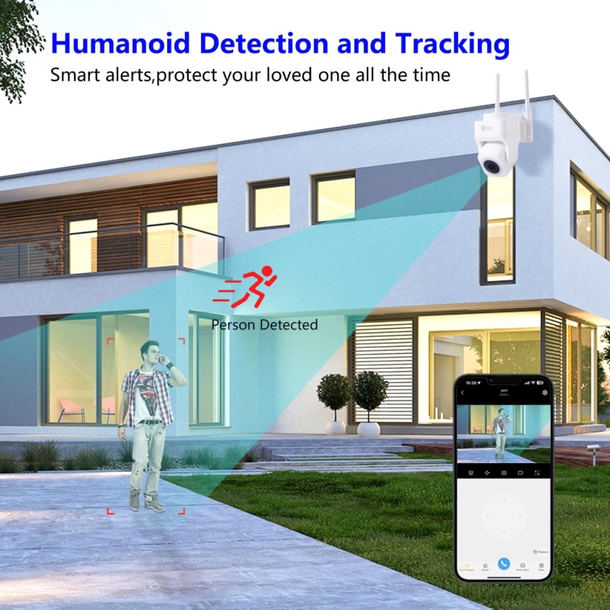 Immax NEO 07793L - Cámara inteligente para exteriores con sensor CUBE 4MP 5V IP65 Wi-Fi Tuya