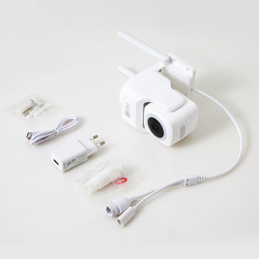 Immax NEO 07793L - Cámara inteligente para exteriores con sensor CUBE 4MP 5V IP65 Wi-Fi Tuya