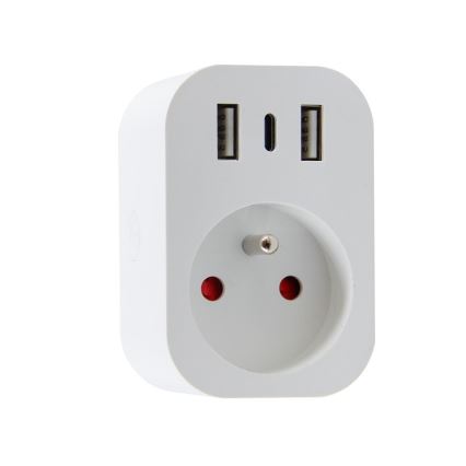 Immax NEO 07799L - Regleta inteligente 16 A/230 V con 2 puertos USB + 1 puerto USB-C, Wi‑Fi (Tuya)