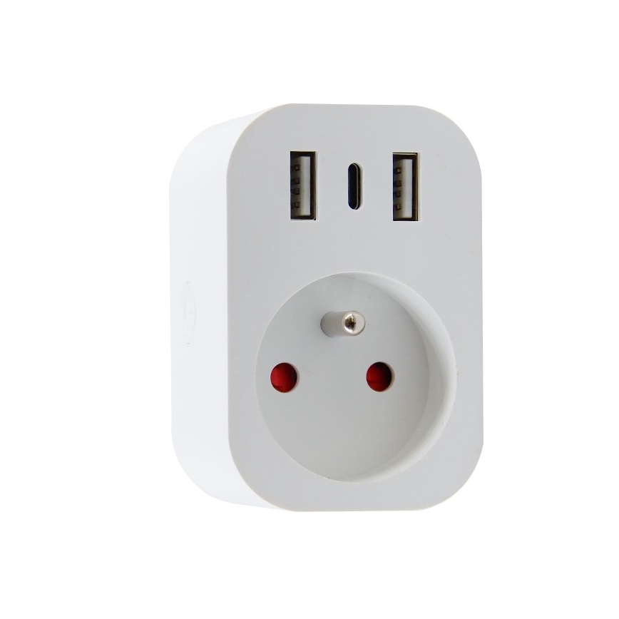 Immax NEO 07799L - Regleta inteligente 16 A/230 V con 2 puertos USB + 1 puerto USB-C, Wi‑Fi (Tuya)