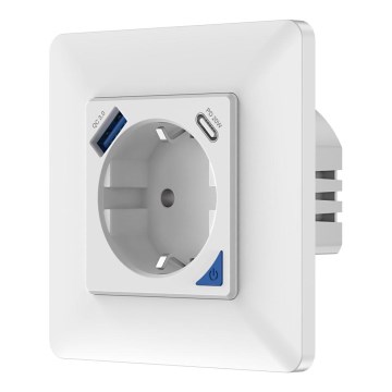 Immax NEO 07801L - Enchufe inteligente 16A/230V + 1xUSB-A + 1xUSB-C Tuya SCHUKO