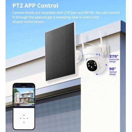 Immax NEO 07804L - Cámara solar inteligente para exteriores con sensor, batería de 9000 mAh, Wi-Fi, Tuya, IP65