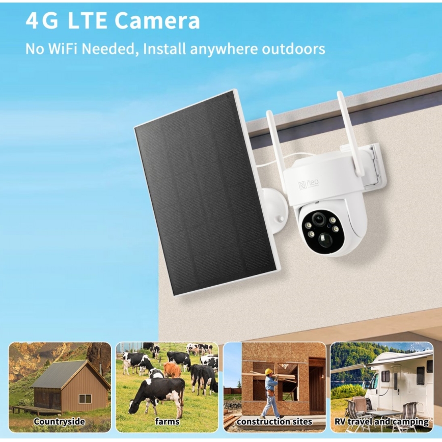 Immax NEO 07804L - Cámara solar inteligente para exteriores con sensor, batería de 9000 mAh, Wi-Fi, Tuya, IP65