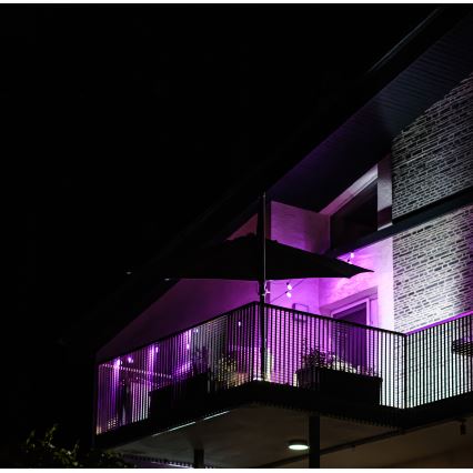 LED RGB+CCT Cadena de exterior regulable GARLAND 15xLED/1W/230V 15m Wi-Fi Tuya IP65 + control remoto