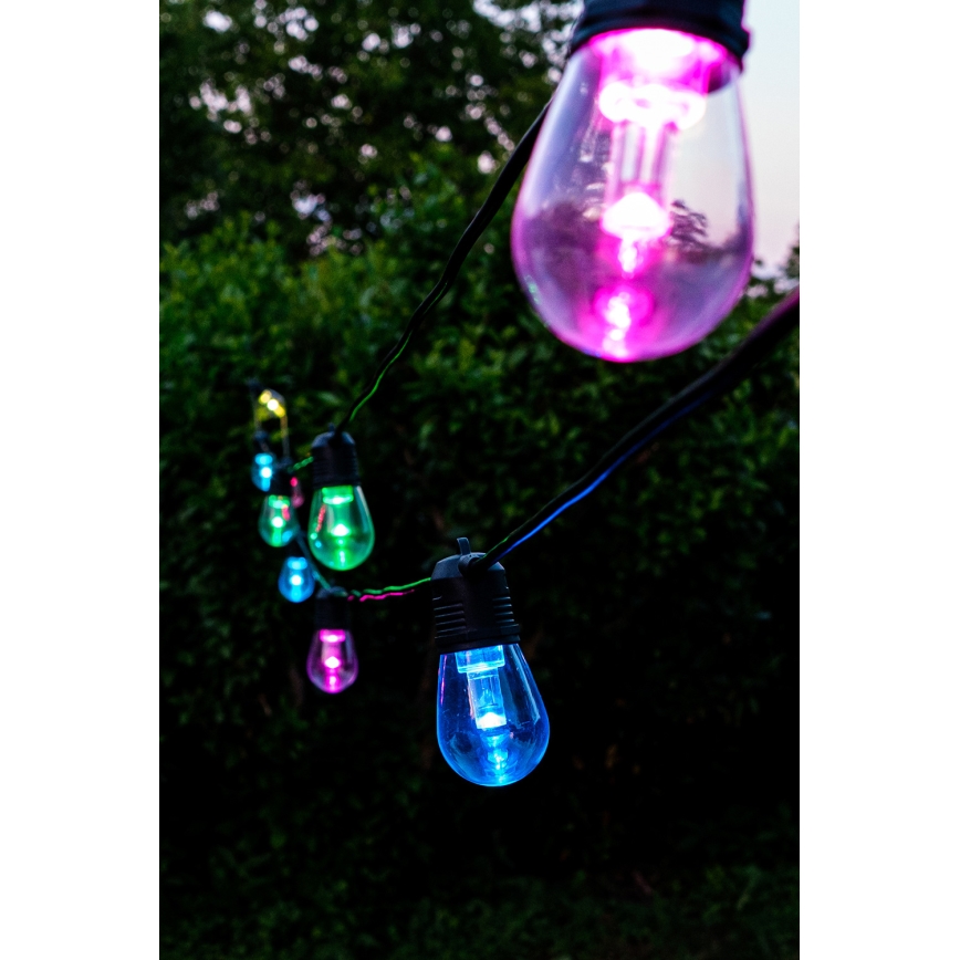 LED RGB+CCT Cadena de exterior regulable GARLAND 15xLED/1W/230V 15m Wi-Fi Tuya IP65 + control remoto