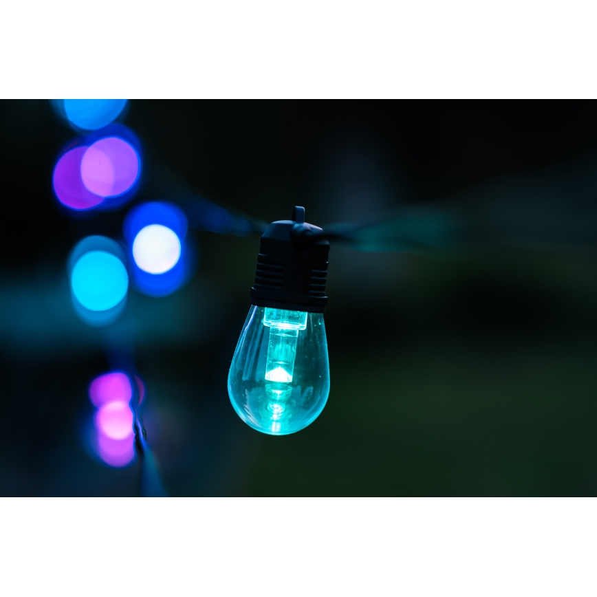 LED RGB+CCT Cadena de exterior regulable GARLAND 15xLED/1W/230V 15m Wi-Fi Tuya IP65 + control remoto