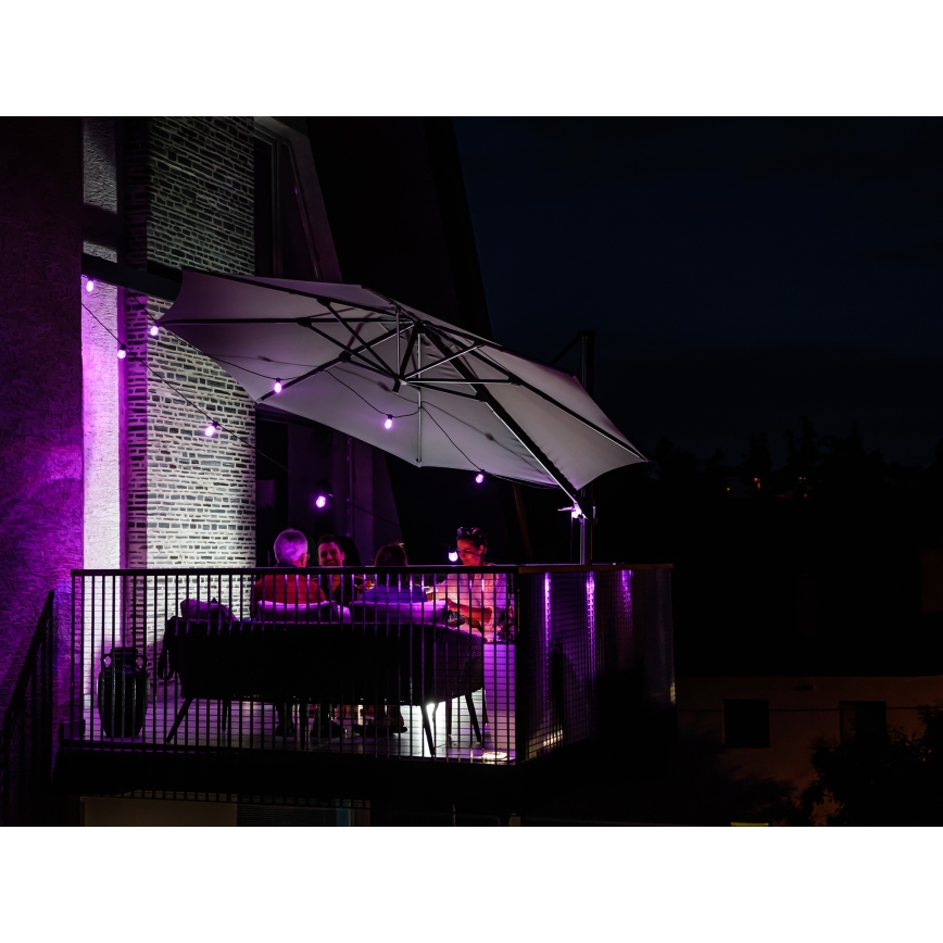 LED RGB+CCT Cadena de exterior regulable GARLAND 15xLED/1W/230V 15m Wi-Fi Tuya IP65 + control remoto