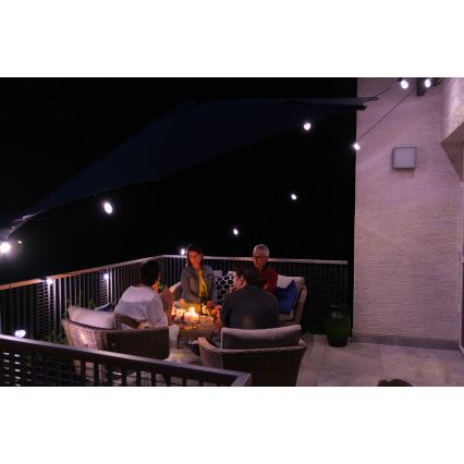 LED RGB+CCT Cadena de exterior regulable GARLAND 15xLED/1W/230V 15m Wi-Fi Tuya IP65 + control remoto