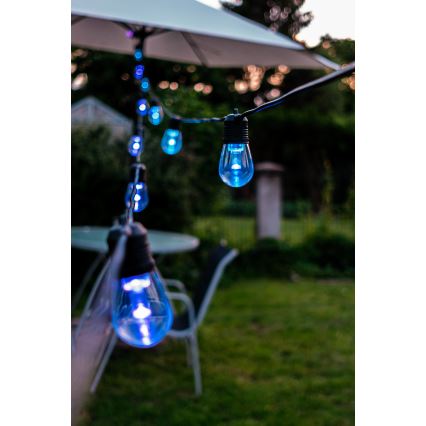 LED RGB+CCT Cadena de exterior regulable GARLAND 15xLED/1W/230V 15m Wi-Fi Tuya IP65 + control remoto