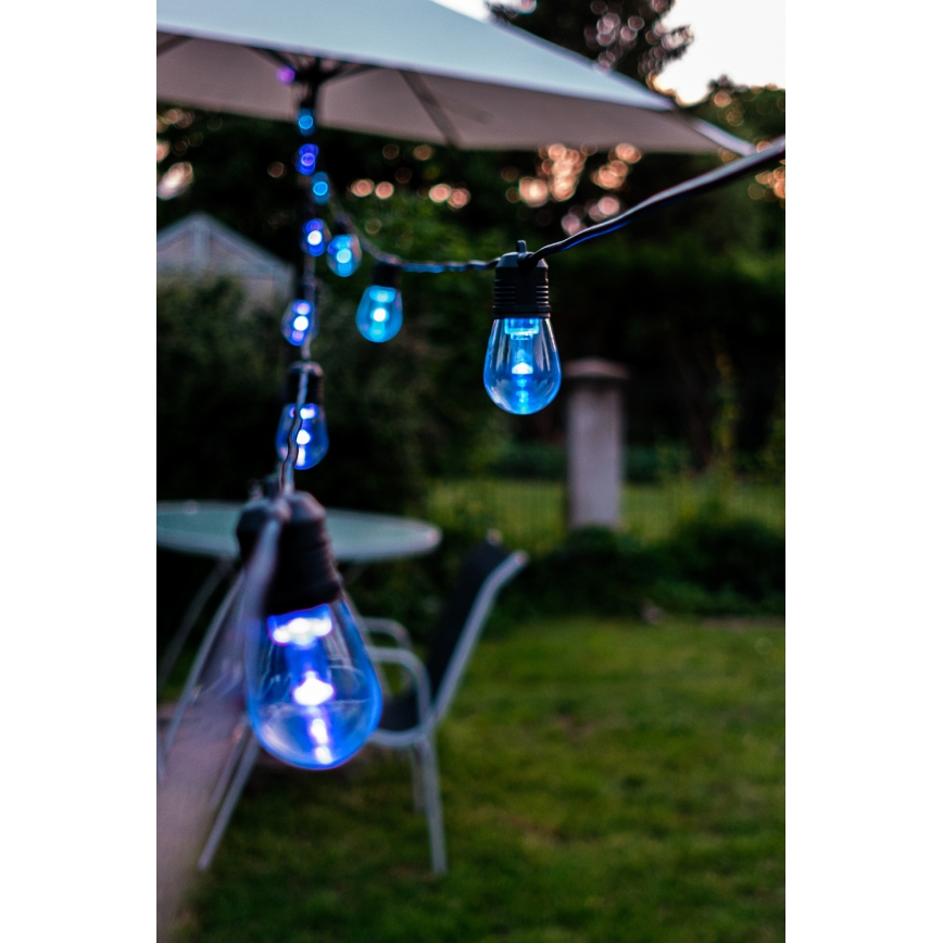 LED RGB+CCT Cadena de exterior regulable GARLAND 15xLED/1W/230V 15m Wi-Fi Tuya IP65 + control remoto