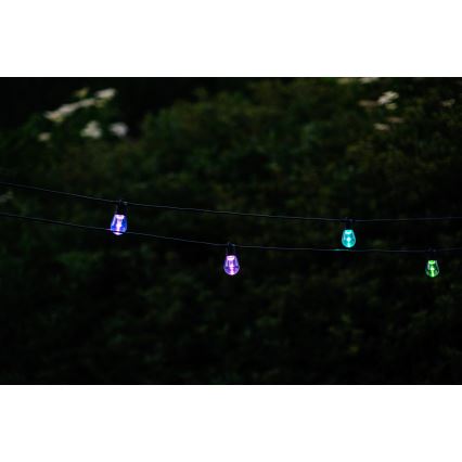 LED RGB+CCT Cadena de exterior regulable GARLAND 15xLED/1W/230V 15m Wi-Fi Tuya IP65 + control remoto