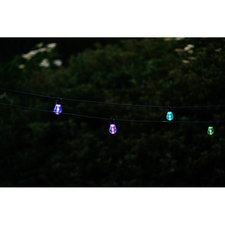 LED RGB+CCT Cadena de exterior regulable GARLAND 15xLED/1W/230V 15m Wi-Fi Tuya IP65 + control remoto