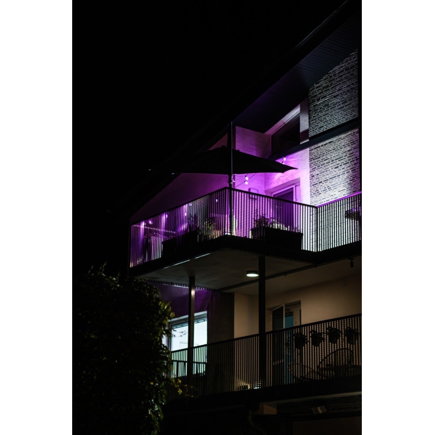 LED RGB+CCT Cadena de exterior regulable GARLAND 15xLED/1W/230V 15m Wi-Fi Tuya IP65 + control remoto