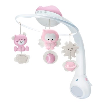 Infantino - Carrusel musical 3 en 1 para cuna con melodías, 3xAAA, rosa